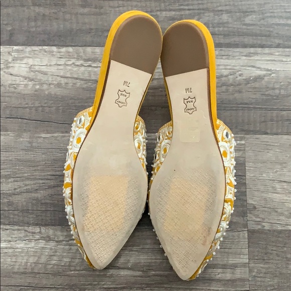 Tory Burch Yellow Embroidered Elora Slide - Picture 8 of 8